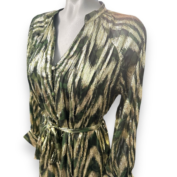 Seneca Metallic Long Sleeve Midi Shirtdress by CIEBON size XS - Picture 3 of 8